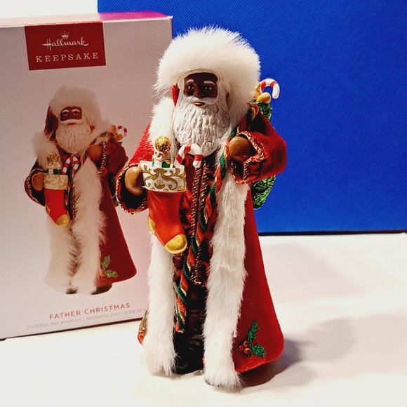 2023 FATHER CHRISTMAS - AFRICAN AMERICAN - HALLMARK ORNAMENT New - Picture 1 of 10